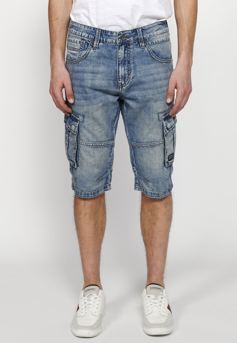 Koroshi - PIRATE COWBOY - Short en jean - azul cl light blue, Agrandir