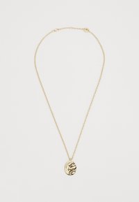 DRAGON ENGRAVED OVAL PENDANT NECKLACE UNISEX - Necklace - gold-coloured