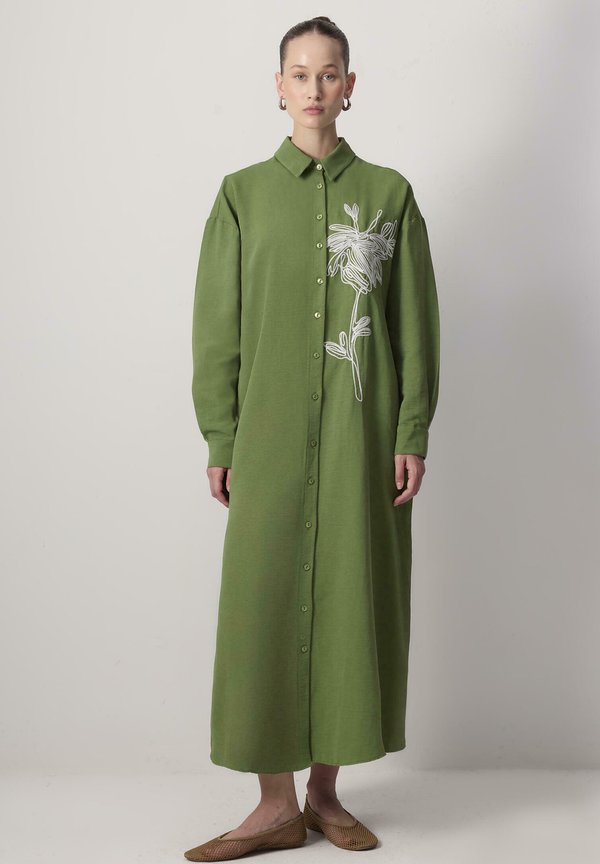 TEXTURED EMBROIDERED  - Maxikleid - khaki