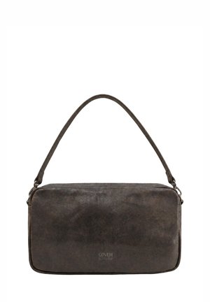 Dark brown rectangular leather shoulder bag with a single strap and subtle "Coveri active" logo on the front center.