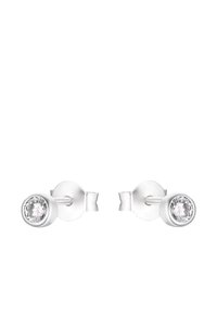 Orecchini a perno in argento sterling con pietre in zirconia cubica trasparente, finitura lucida e un design semplice con chiusura a farfalla.