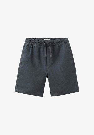 Shorts décontractés gris foncé avec taille élastique et cordon à l'avant, en tissu léger, présentés à plat sur fond blanc.