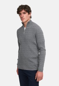 Kronstadt CABLE HALF-ZIP - Pulóver - lt grey mix