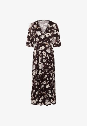 Soaked in Luxury, SLCLERO MIDI PRINTED SHORT SLEEVE - Vestito lungo - brown flower print
