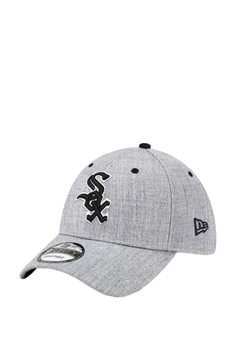 Gray baseball cap with a black embroidered "Sox" logo on the front, adjustable back, and a flat, curved visor. Textured fabric finish.