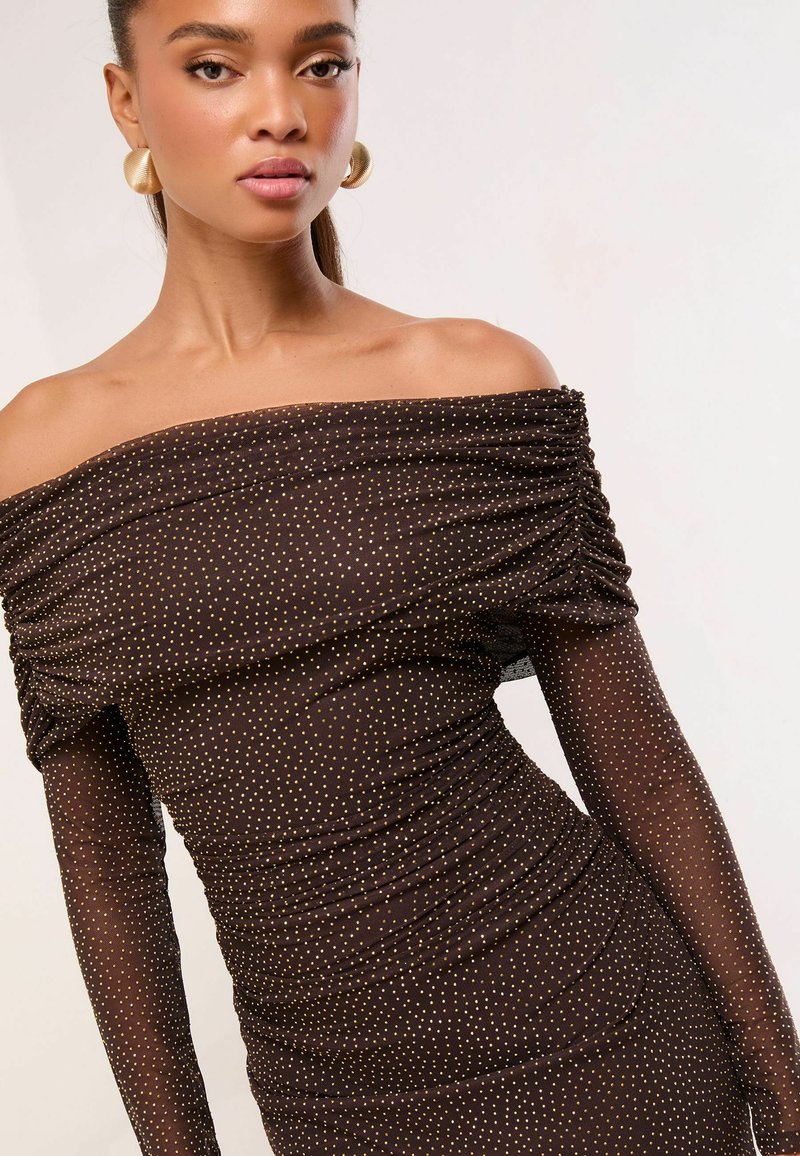 Lipsy HOTFIX BARDOT LONG SLEEVE - Occasion wear - chocolate brown/brown