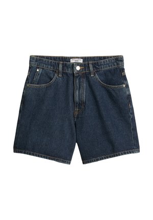 Dark blue denim shorts with front button, belt loops, and front pockets, labeled Marc O'Polo Denim.