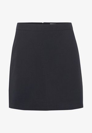 Gonna a trapezio nera realizzata in tessuto morbido, con vita aderente e cerniera nascosta sul retro. Taglio dritto con orlo pulito.