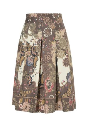 Ulla Popken, MIDI-FALTENROCK, LANDHAUSMUSTER, A-LINIE, KOMFORTBUND - Falda acampanada - brown