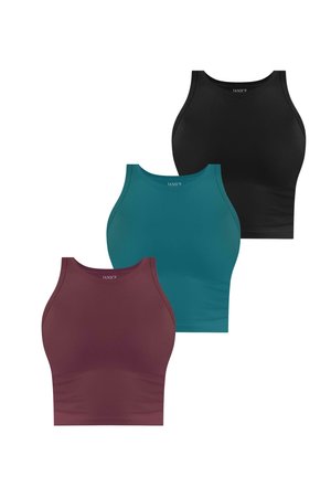 3 X DAMEN - Top - burgund petrol schwarz