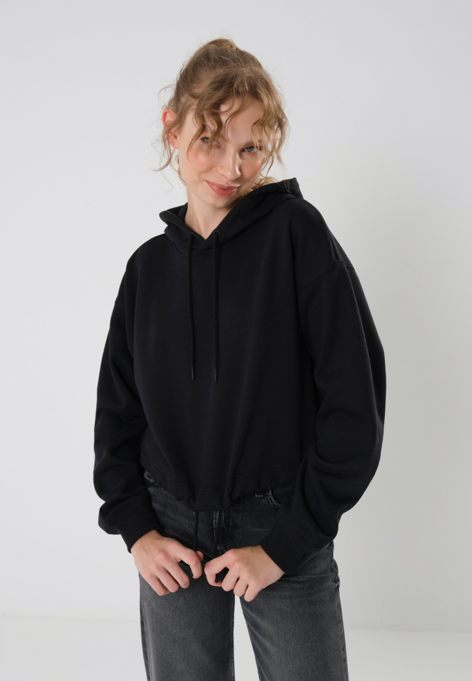 Felpa Lunga Con Cappuccio Da Donna Rosa Chiara YS10005 ROSA CHIARO-1 - Foto 6