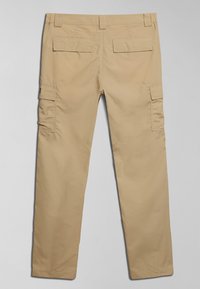 Beige cargo bukser med to sidelommer og to baglommer. Lavet af blødt stof med lige ben og sømløs kant.