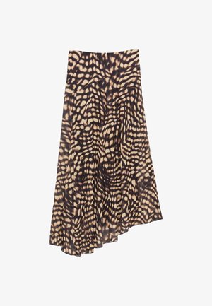 Marks & Spencer, MESH ANIMAL PRINT MIDI ASYMMETRIC SKIRT. - Falda acampanada - black mix