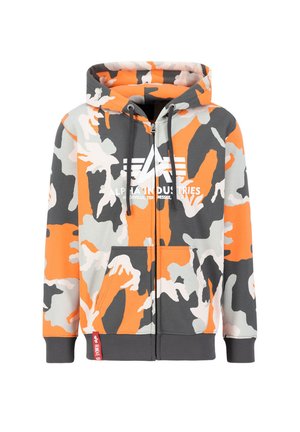 HOODIE - Sweatjacke - orange grey camo