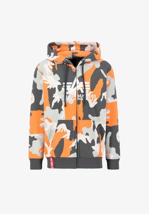 Alpha Industries HOODIE - Sweatjacke - orange grey camo
