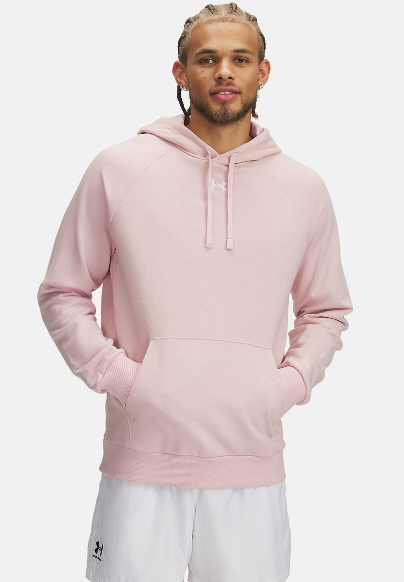 Hoodie rose clair avec une poche frontale, capuche avec cordon de serrage réglable et poignets côtelés. Fabriqué à partir d'un tissu doux pour le confort et le style.