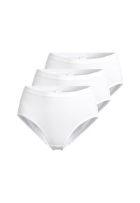 Dreierpack weiße hochtaillierte Slips aus weichem Baumwollmischgewebe, mit einem glatten elastischen Bund und schlichter Optik.