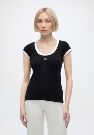 KARL LAGERFELD CONTRAST SCOOP T SHIRT - T-shirt basique - black