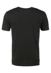 Musta lyhythihainen T-paita, joka on valmistettu puuvillasta. Siinä on pyöreä kaula-aukko ja yksinkertainen, sileä pinta ilman näkyviä grafiikoita tai koristeita.