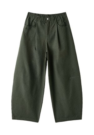 Stradivarius, CHECK PARACHUTE TROUSERS - Pantalon classique - green