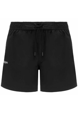 Pantaloncini sportivi neri con fascia elastica in vita e coulisse, caratterizzati da un piccolo logo del marchio sulla gamba sinistra.