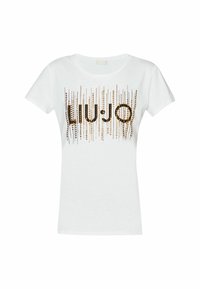 LIU JO WITH LOGO AND GEMSTONES - T-Shirt print - white