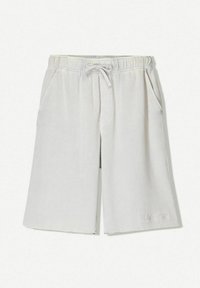 Grijze katoenen shorts met een elastische tailleband, trekkoord, zijzakken en een subtiele geborduurde details op de zoom. Casual pasvorm.