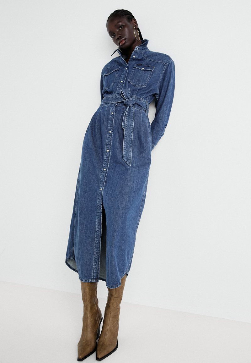 white christmas dresses Denim Cutout Maxi Dress S main image 1