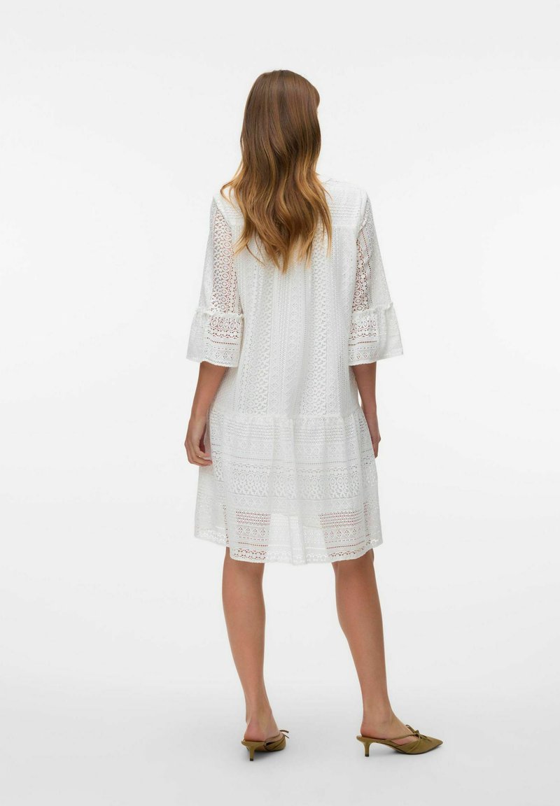 Vero Moda VMHONEY V NECK - Day dress - snow white/white - Zalando