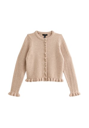FRILLY BUTTON FRONT - Cardigan - camel
