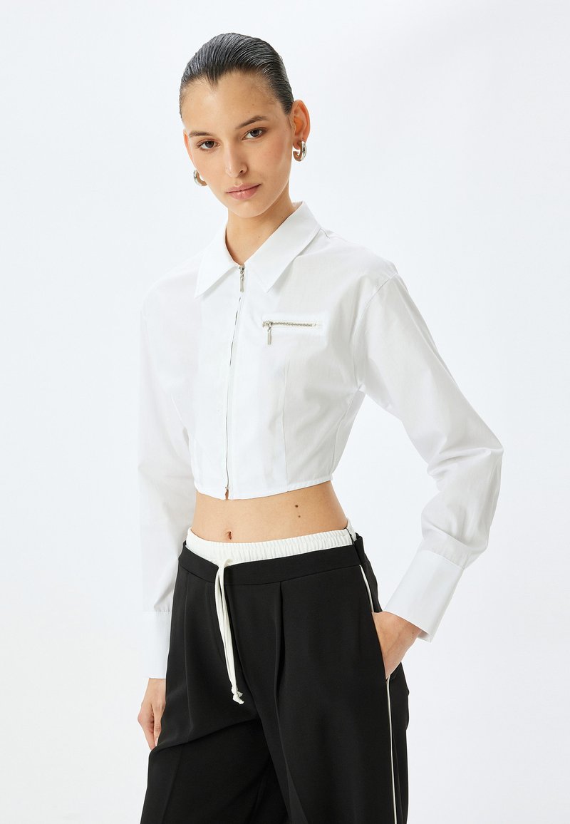 Koton ZIPPERED CROP - Camicia - off white