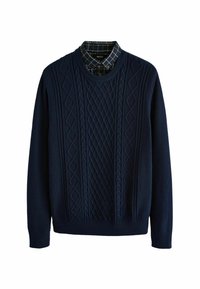 MOCK - Neule - navy cable gingham