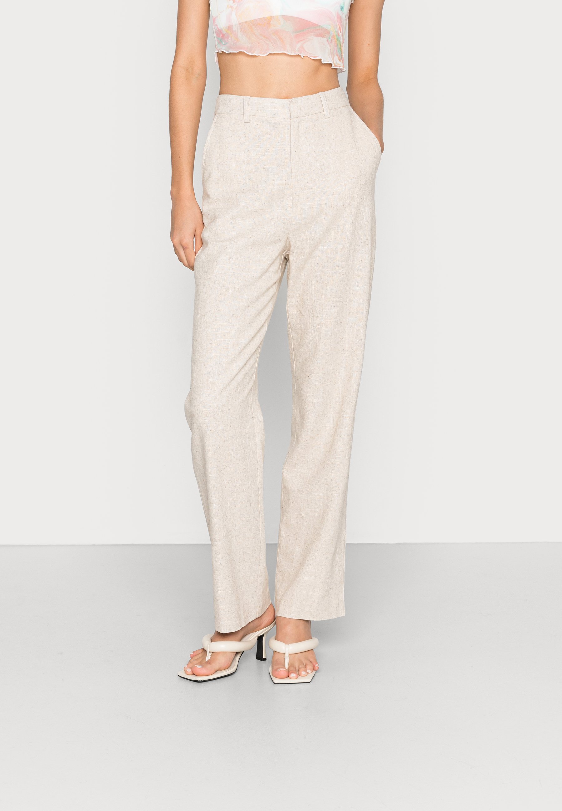 Gina Tricot STRAIGHT LINEN MIX TROUSERS 