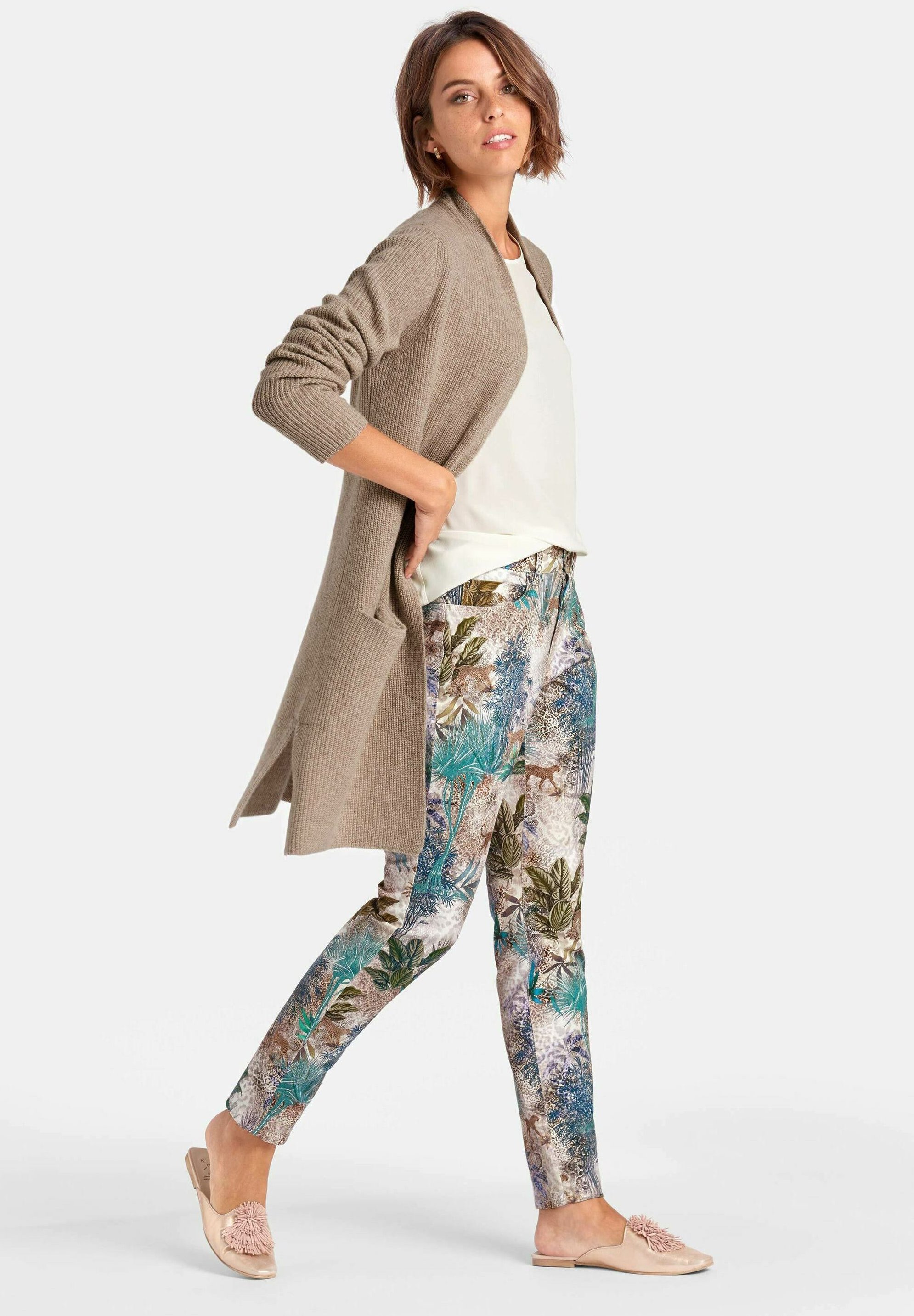 PETER HAHN Trousers - petrol/multicolor 
