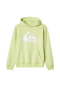 Felpa verde lime con tasca anteriore, cappuccio con cordino e logo Quiksilver bianco stampato nella zona del petto. Materiale in misto cotone.