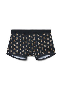Boxer neri con un motivo di orsetti gommosi in varie pose, realizzati in un tessuto morbido con un design aderente e una cintura elastica.