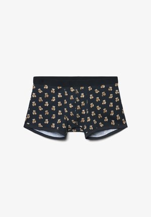 Boxer neri con un motivo di orsetti gommosi in varie pose, realizzati in un tessuto morbido con un design aderente e una cintura elastica.