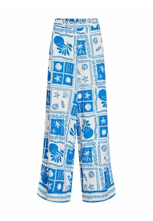 VILA, WIDE-LEG TROUSERS VIJOSIA HIGH WAIST - Kalhoty - victoria blue1