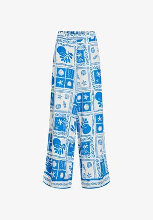 VILA, WIDE-LEG TROUSERS VIJOSIA HIGH WAIST - Kalhoty - victoria blue1