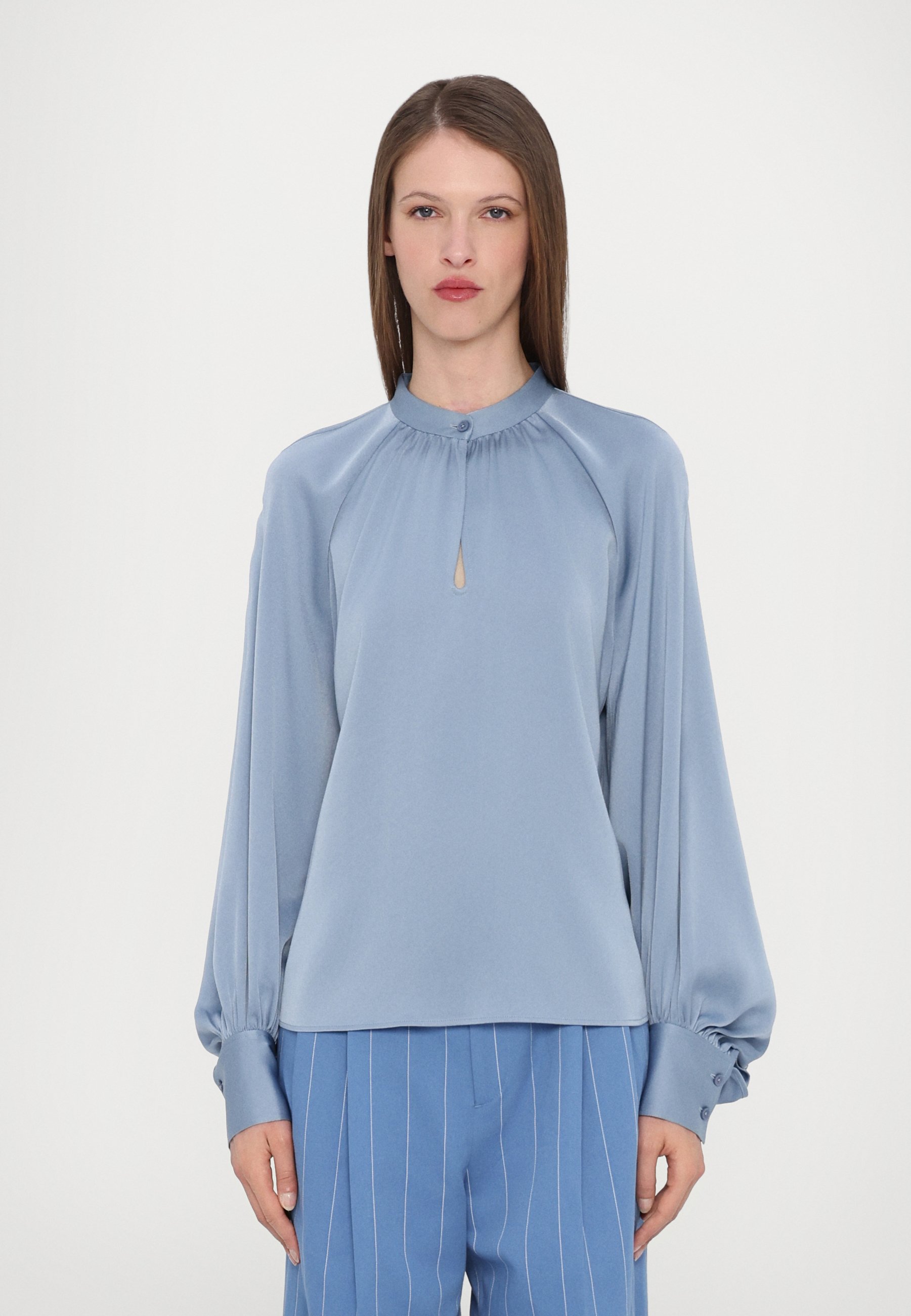 Filippa K STAND COLLAR - Blouse - air blue/light blue - Zalando