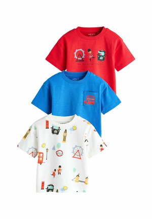 Next, REGULAR FIT - SHORT SLEEVE ALL OVER GRAPHIC PRINT 3 PACK - T-shirt con stampa - red/blue london