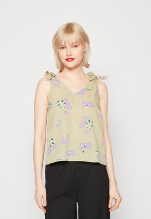 Pieces PCLILIANA V NECK - Μπλούζα - light green