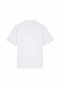 T-shirt blanc à manches courtes en coton, avec un col rond simple, un design épuré et une texture douce ; sans logos ni motifs visibles.