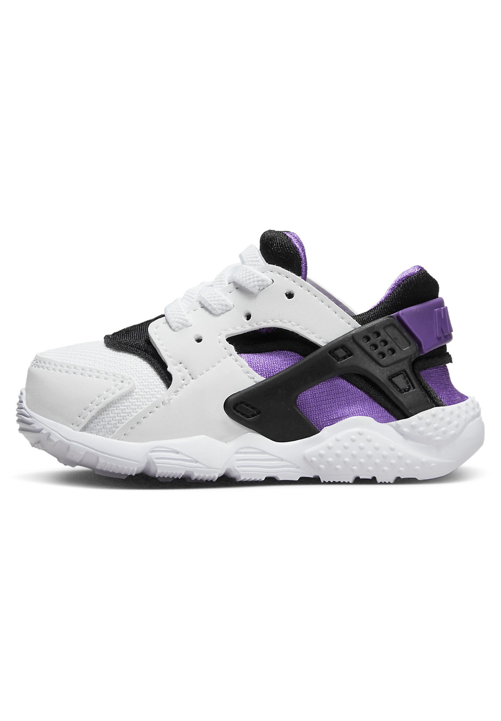 white black and purple huaraches