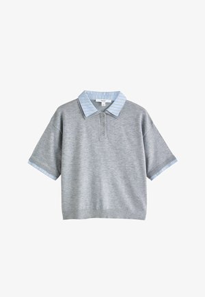 Next, TALL FIT - SHORT SLEEVE LAYERED POLO TOP - Polokošeľa - grey stripe