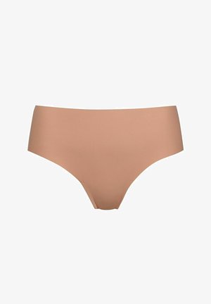 Nude seamless bikini panties with a high waistband, made of smooth, stretchy material. Features a simple design with no visible seams.