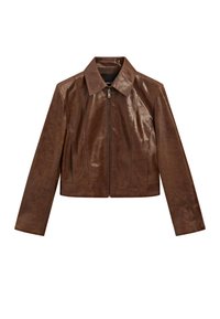 Massimo Dutti SHORT - Veste en cuir - brown