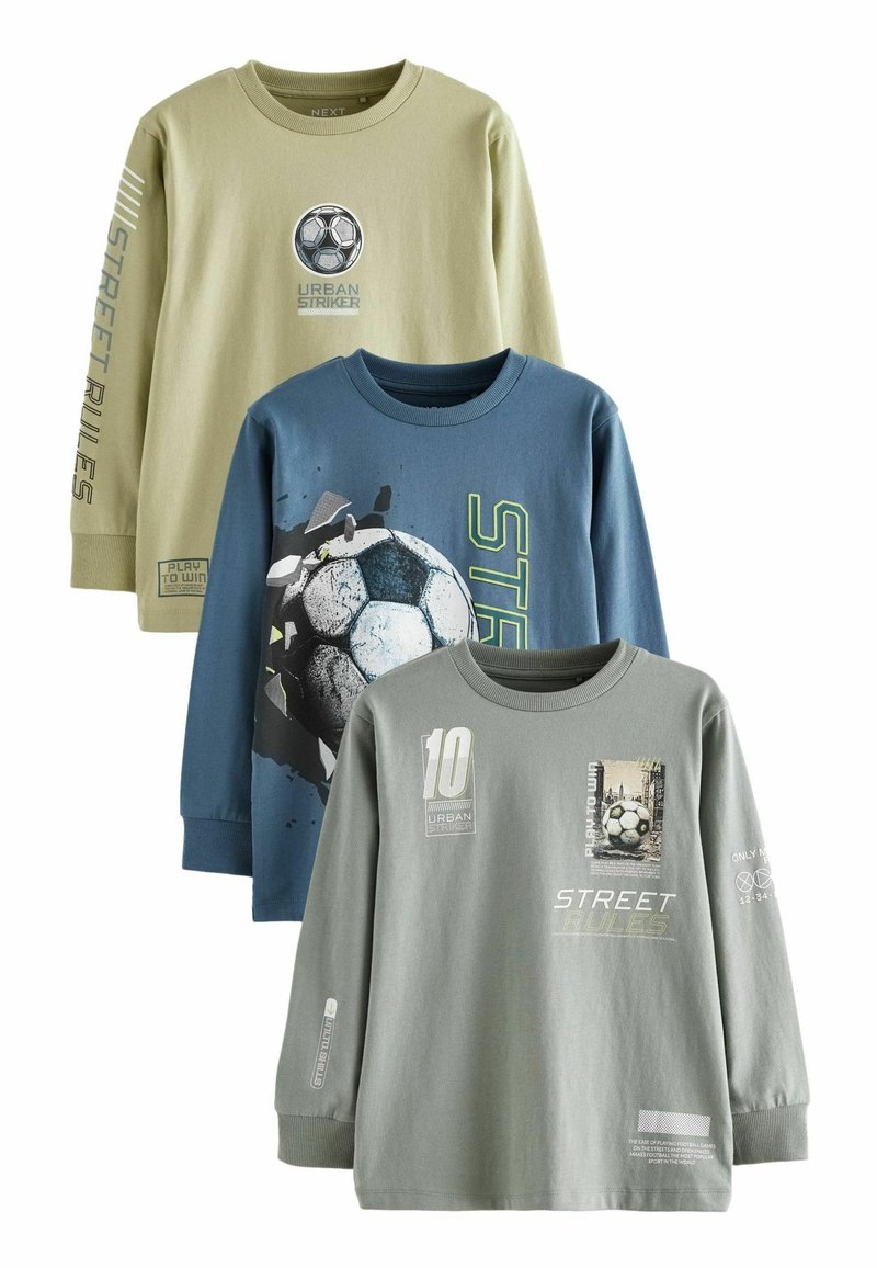 Next GRAPHIC 3 PACK REGULAR FIT - Pikkade varrukatega topp - green blue football