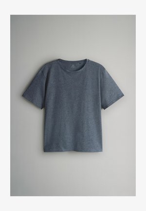 Donkergrijs T-shirt met korte mouwen en een ronde hals, gemaakt van zachte stof, met een gladde textuur en een comfortabele pasvorm.