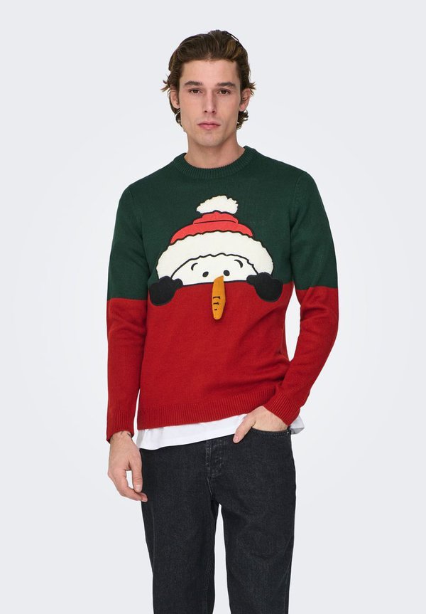 ONSXMAS REG BLOCK CREW UNISEX - Jumper - eden